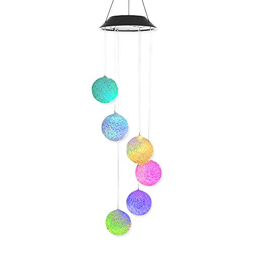 AceList Solar Light Outdoor Decorative Wind Mobile Garden Decoration Wind Spinner Solar Power Changing Color Outdoor Garden Gift