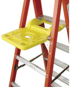 A-frame ladder with paint can shelf