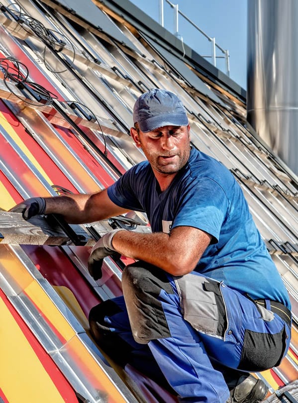 a man installing solar panels