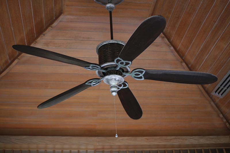 an electrical ceiling fan in the attic