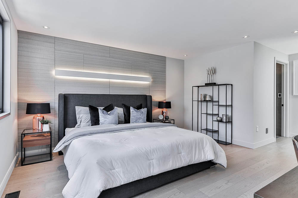 bed with oversized headboard