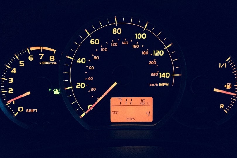 car odometer showing mileage