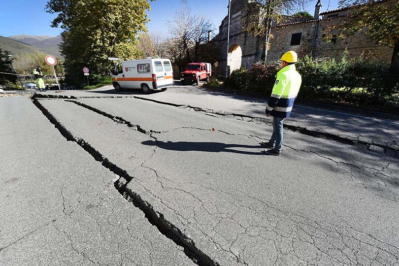cracked road due to earthquake