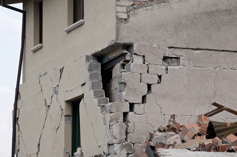 damaged house due to earthquake