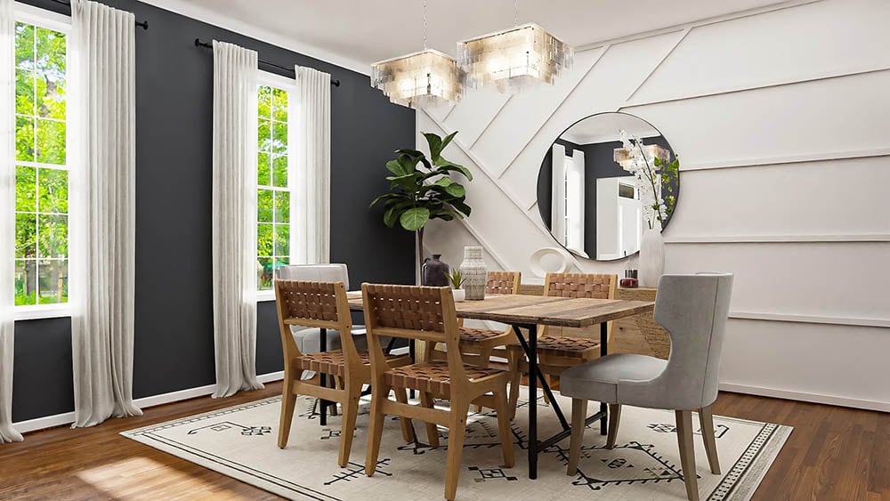 dining room with decorative panel wall