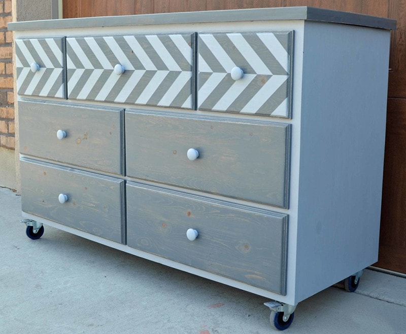 diy 7 drawer dresser with chevron top
