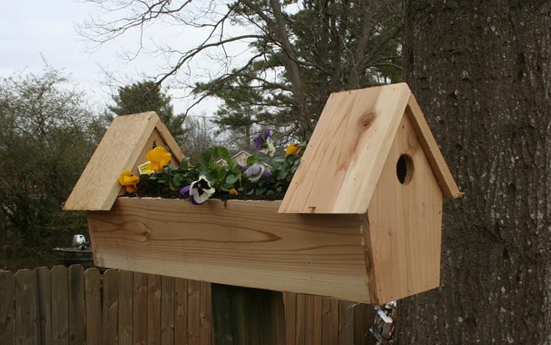 diy cedar double bird house planter