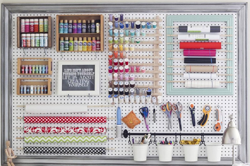 diy framed pegboard organizer