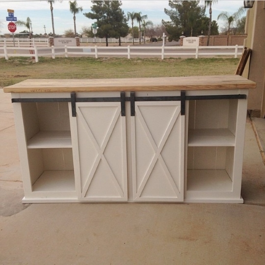 diy sliding grandy barn door console