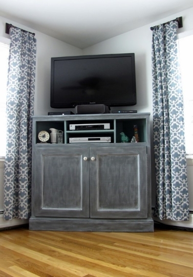 diy tall corner media console