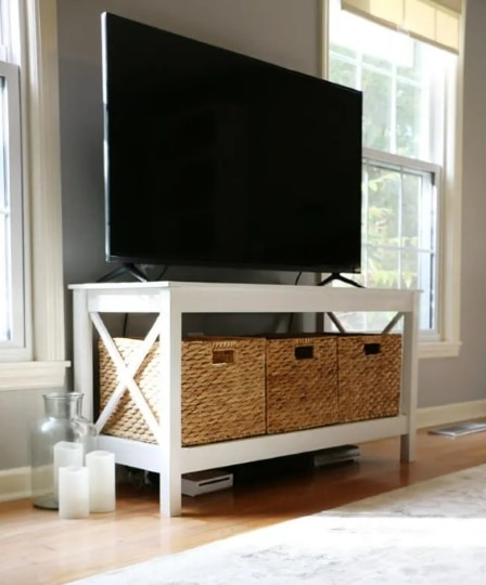 diy x leg tv stand