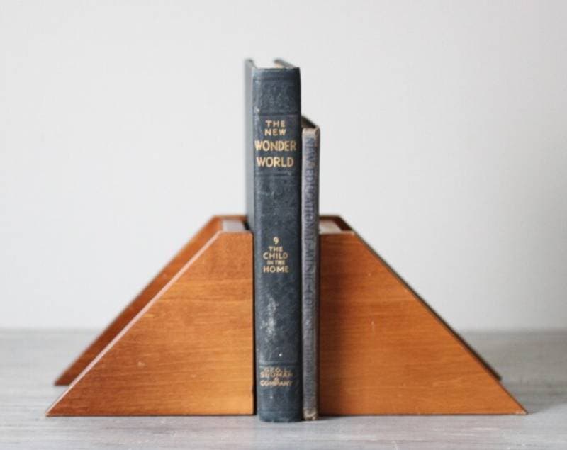 DIY angular wood bookends
