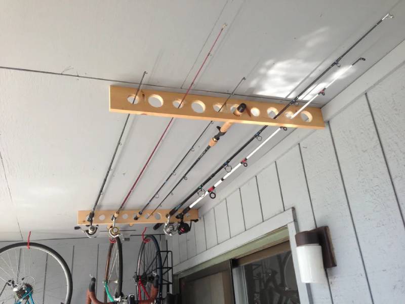 DIY fishing pole storage