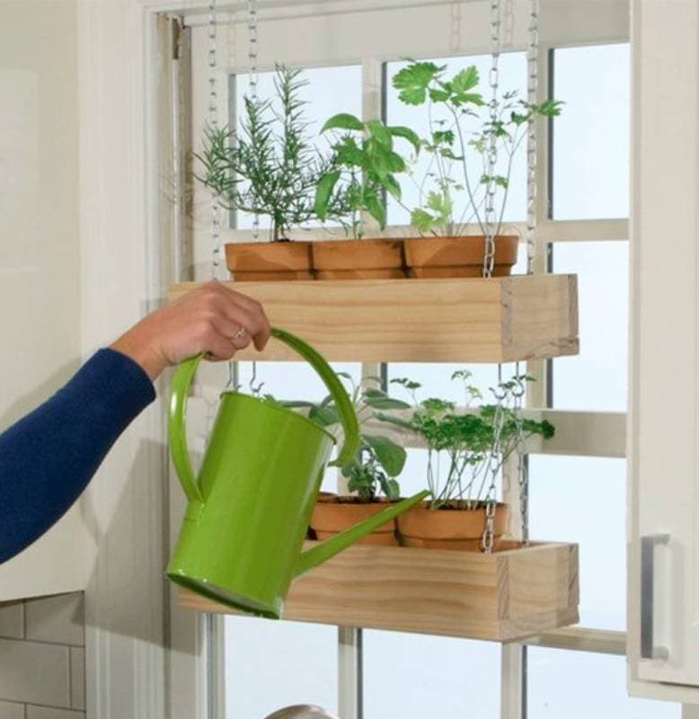 DIY hanging indoor herb garden