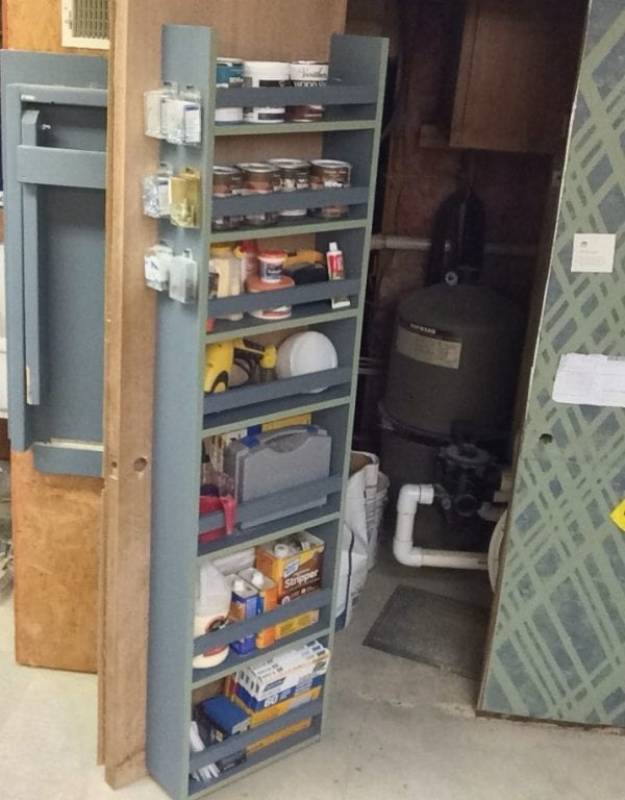 DIY organized back of door shelf