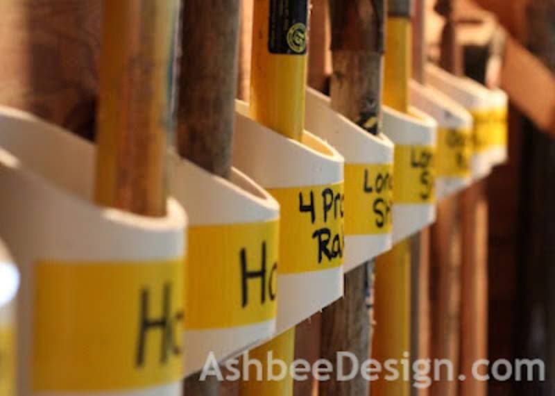 DIY organizing garden tools with pvc