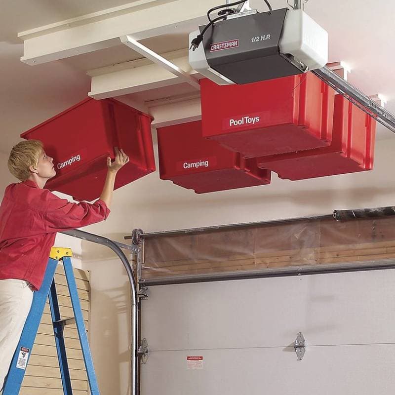 DIY overhead garage storage system