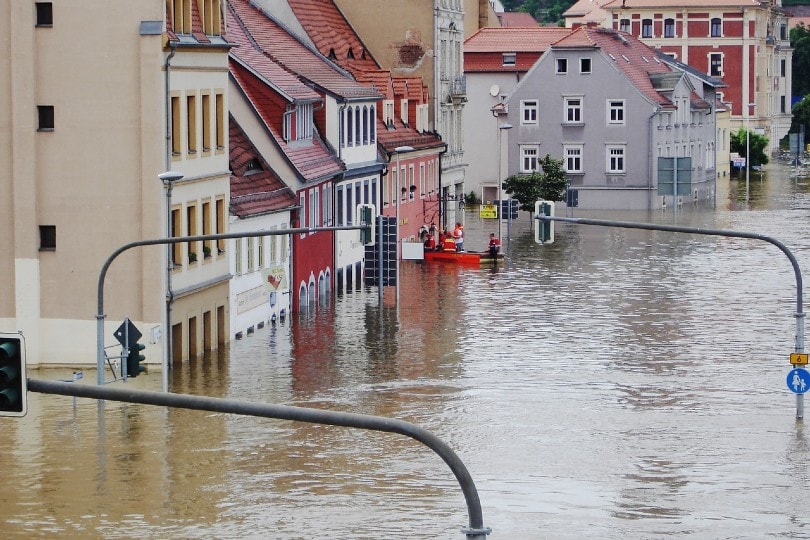flooded area in the city