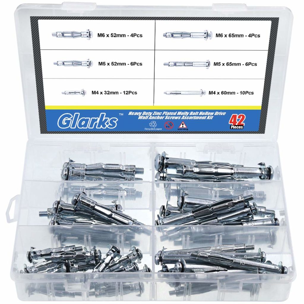 Glarks 42Pcs Steel Molly Bolt