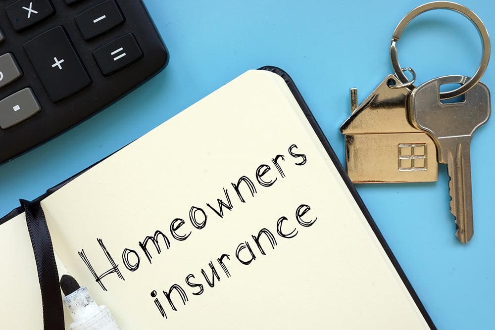 Homeowners insurance text written on notebook