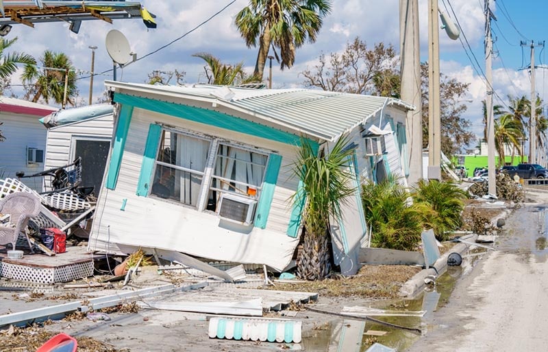 Homes destroyed by hurricane