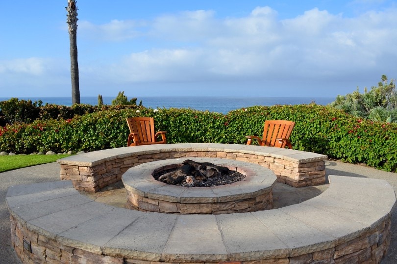 huge fire pit in the backyard