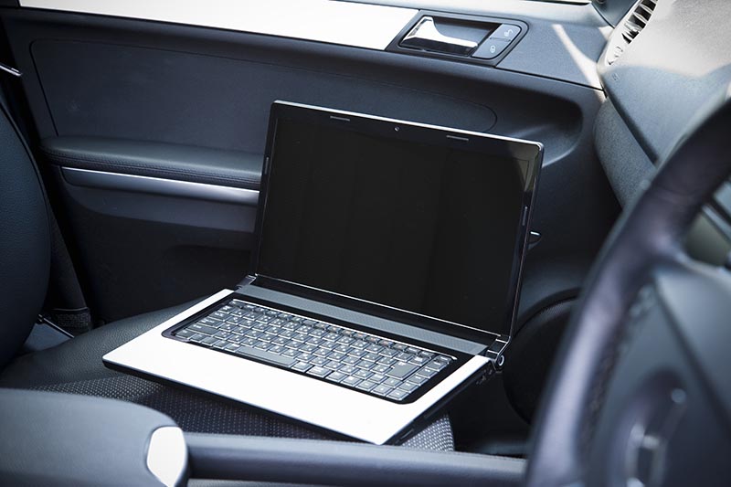 laptop inside car