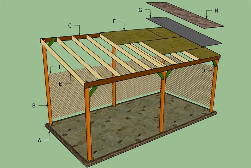 Lean-To Wood Carport