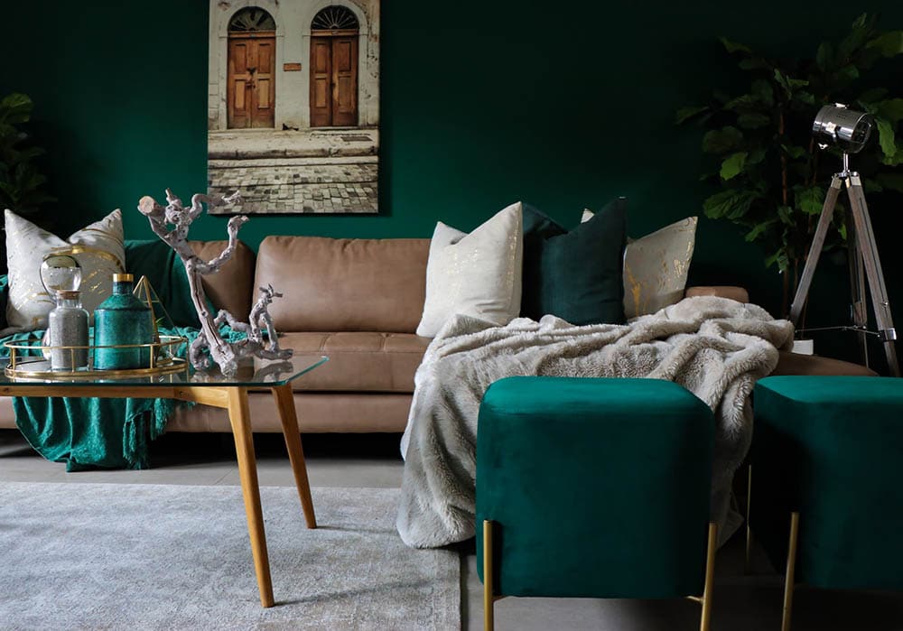 living room with green interior