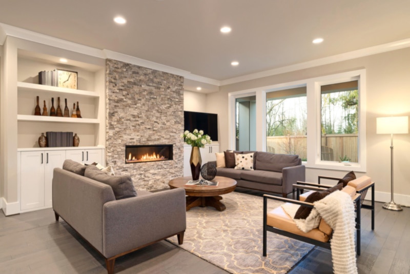 Luxury large natural modern and rustic living room