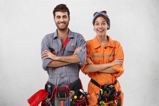 male and female handymen