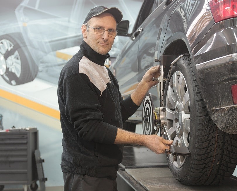 Man checking tires