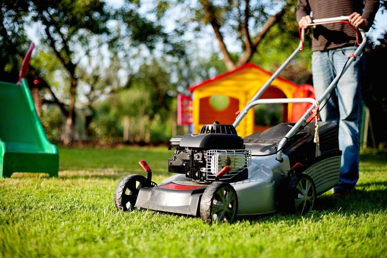 man lawn mowing