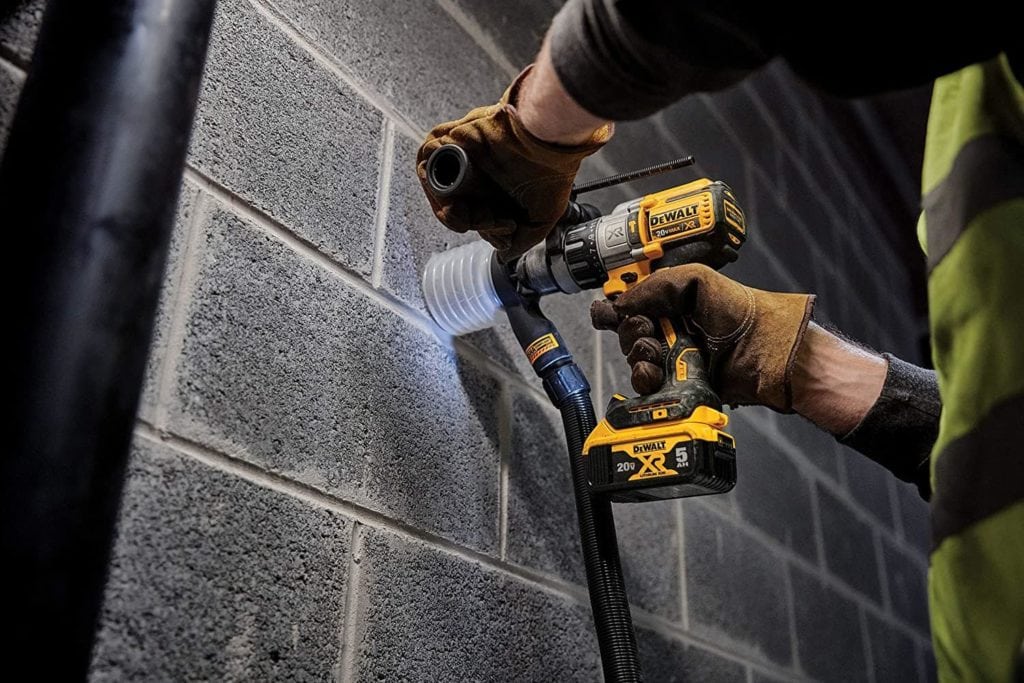 man using DEWALT 20V MAX XR Hammer Drill