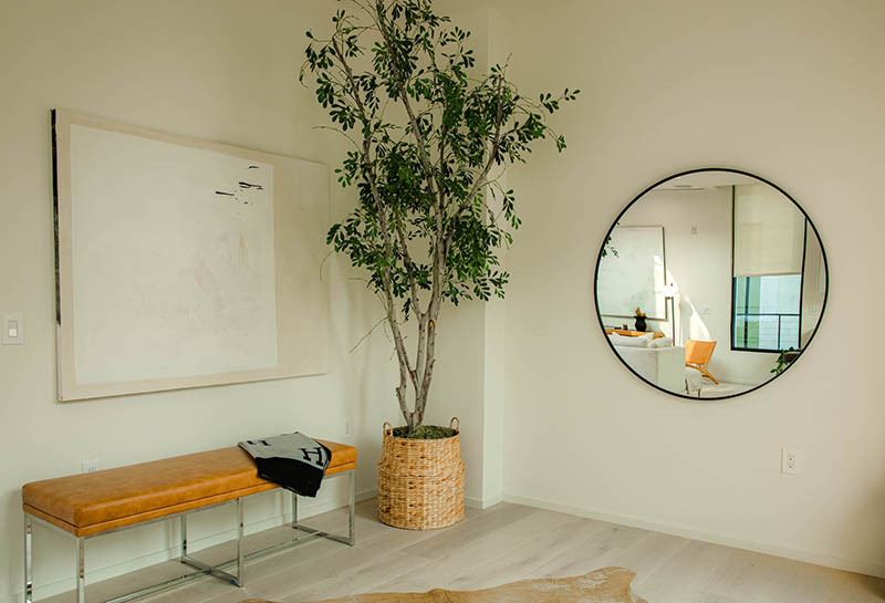 mirror hanging on the foyer