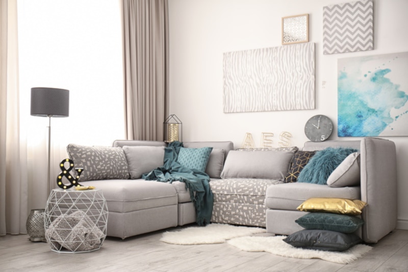 Modern interior with comfortable sofa