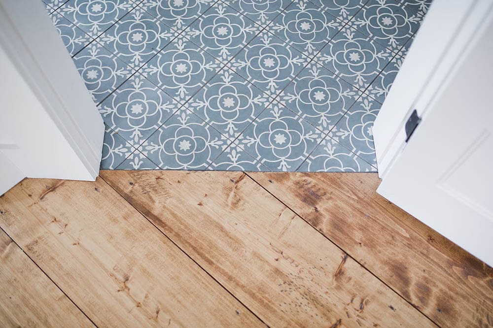 mosaic and wood floor tiles