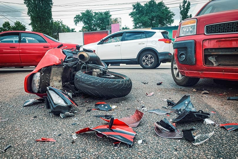 motorcycle accident and car crash