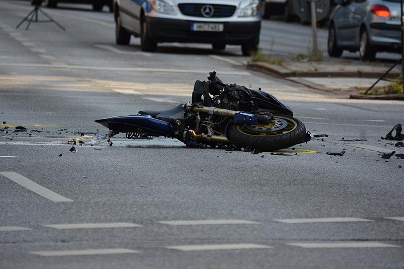 motorcycle accident on the road