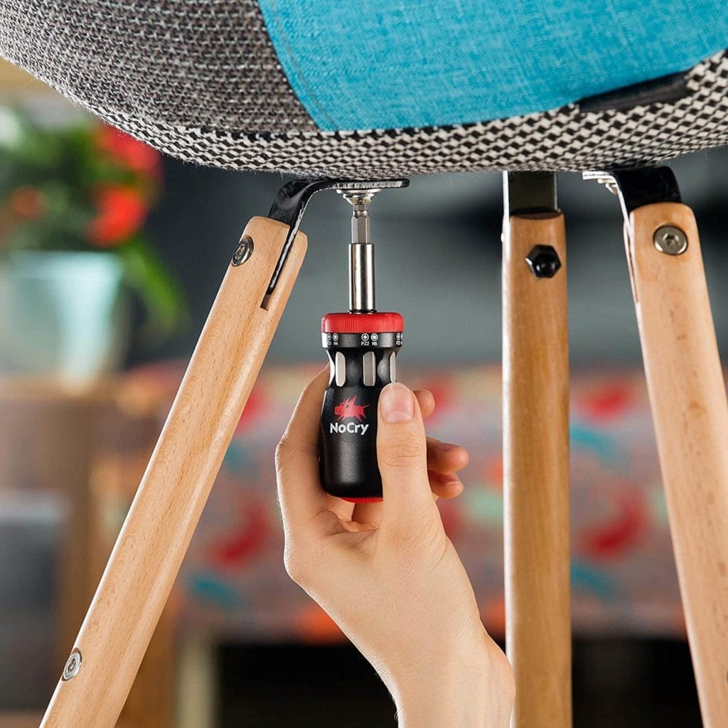 person using NoCry Stubby Ratcheting Screwdriver