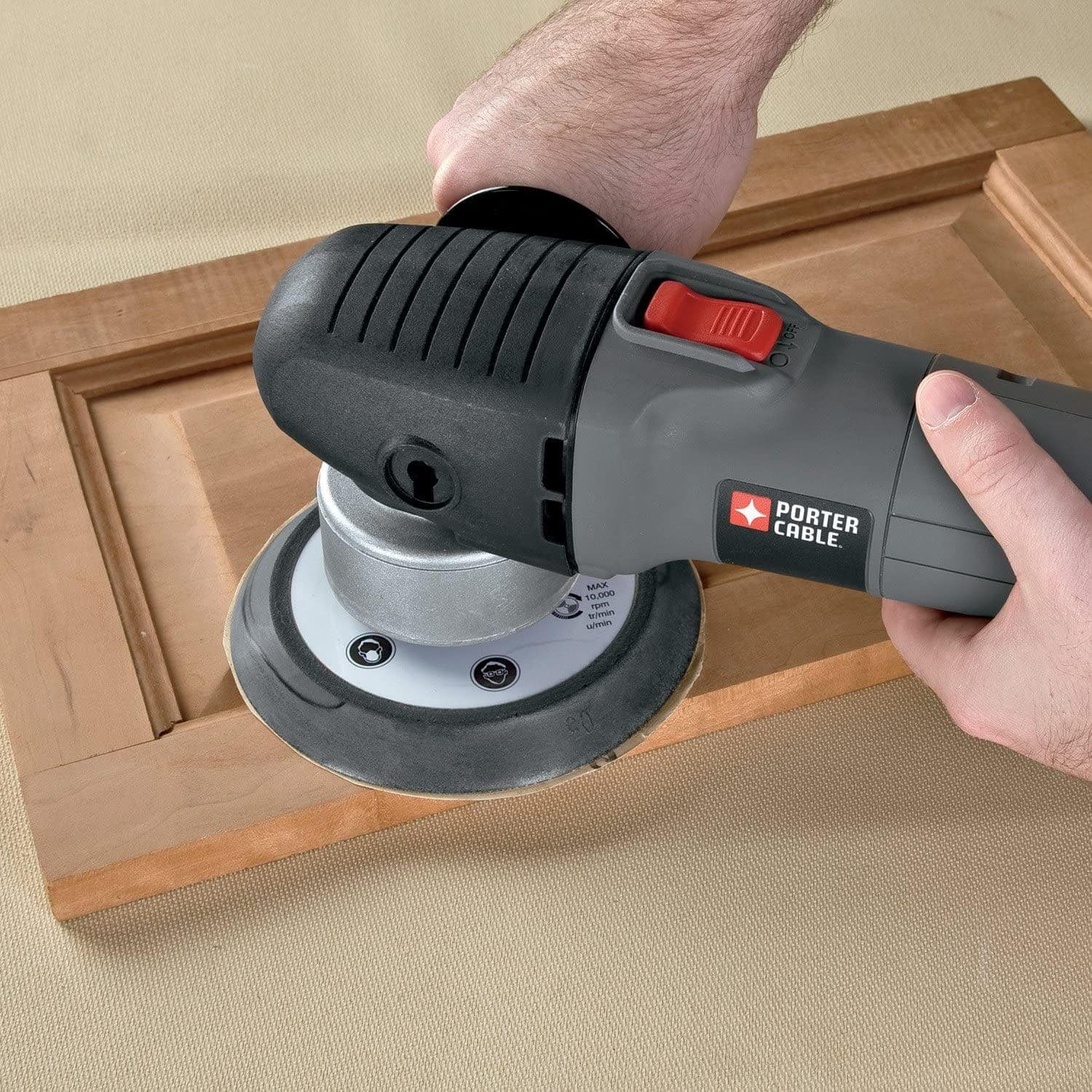 person using PORTER-CABLE 7346SP Random Orbit Sander