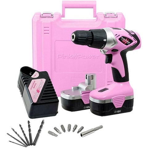Pink Power Drill PP182 18v Drill Driver Set For Women