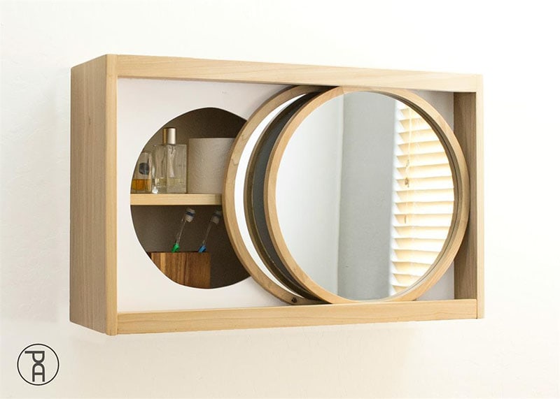Rolling Mirror Bathroom Wall Cabinet