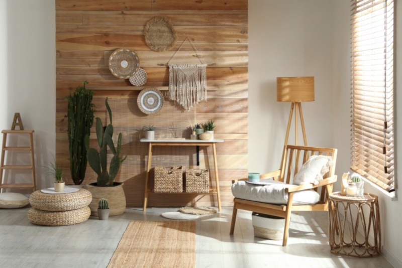 Room interior with stylish decor and furniture