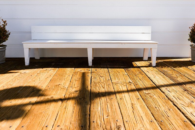 white deck bench white bench