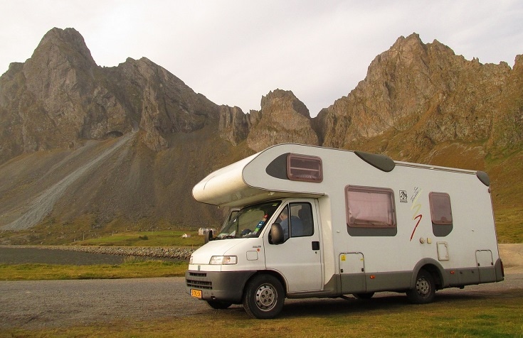 RV with mountain view
