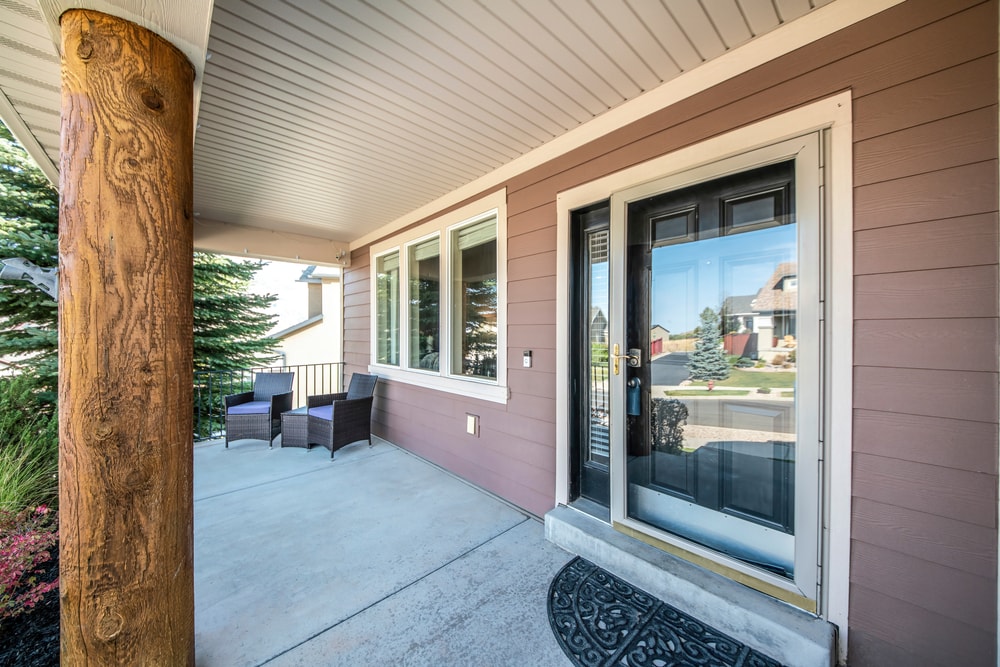 large storm door and house porch