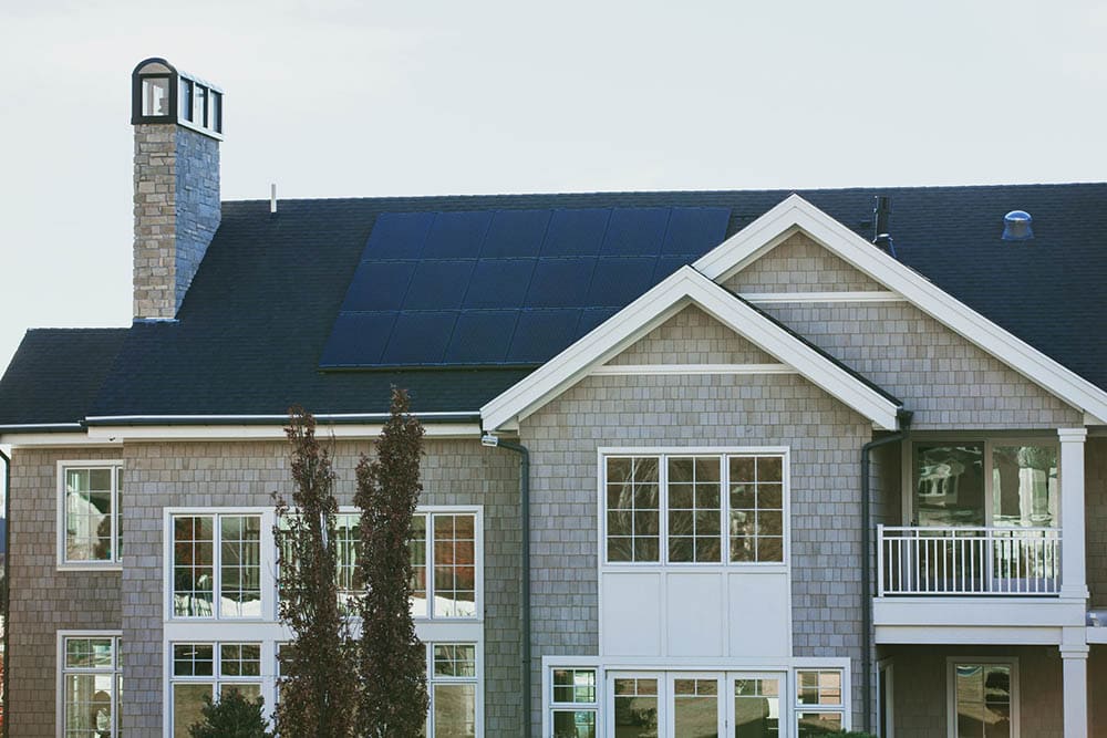 solar panels installed on a large home