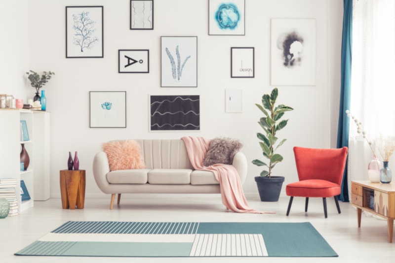 Stylish interior of bright living room