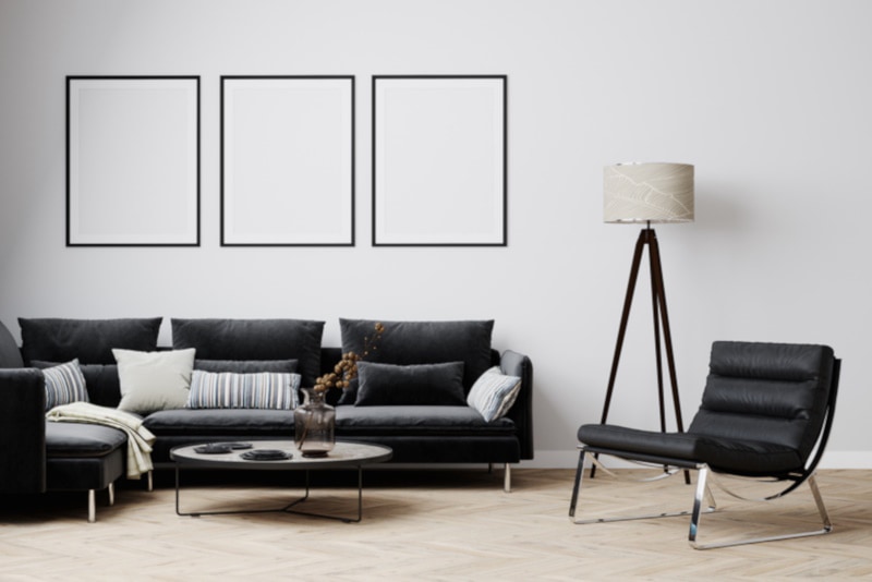 Stylish interior of bright living room